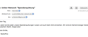 E-Mail von Uniter: "Nach Deutschem Recht. Klappt also!"