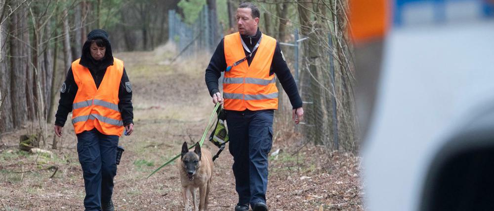 Die Suche geht weiter: Wie hier am Freitag, werden auch am Samstag wieder Polizisten nach der vermissten Rebecca Reusch suchen.