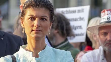 Sahra Wagenknecht bei einer Friedenskundgebung in Berlin