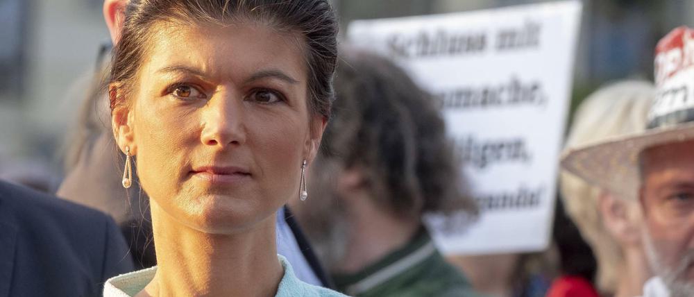 Sahra Wagenknecht bei einer Friedenskundgebung in Berlin