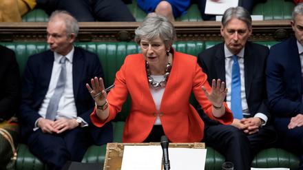 Theresa May bei ihrer Rede vor dem Unterhaus am Dienstag, wo sie erneut eine deutliche Abstimmungsniederlage einstecken musste.