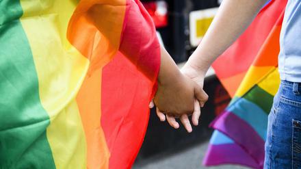 Demonstranten auf einer Gay Pride-Parade. 