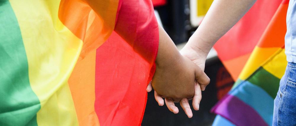 Demonstranten auf einer Gay Pride-Parade. 