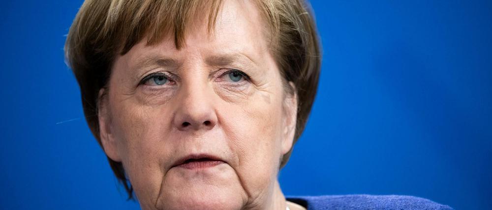 Bundeskanzlerin Angela Merkel (CDU) bei einer Pressekonferenz.