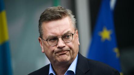 Lippen zusammen: Reinhard Grindel hatte keine Lust auf kritische Fragen.