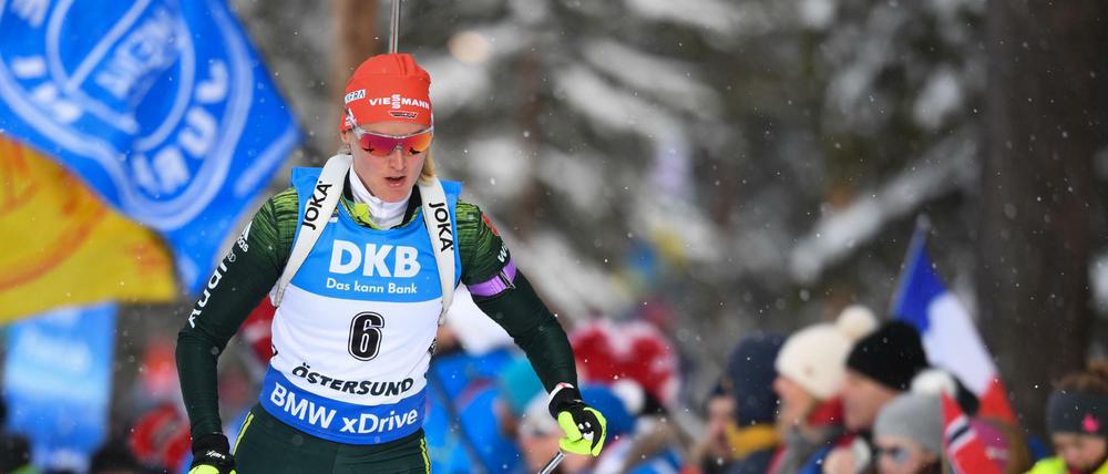 Denise Herrmann zeigte in der Verfolgung eine starke Leistung.