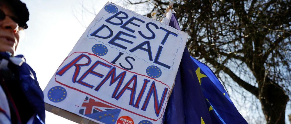 Eine Anti-Brexit-Demonstration vor dem britischen Parlament.