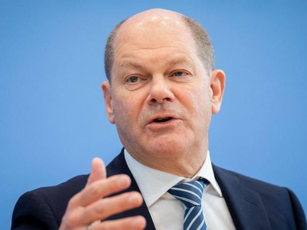 Finanzminister Olaf Scholz (SPD) in der Bundespressekonferenz.