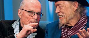 Der Dichter Wolf Wondratschek und der Schlagzeuger Hans Wallbaum. 