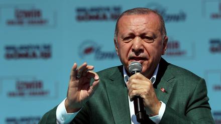 Der türkische Präsident Recep Tayyip Erdogan bei einer Wahlkampfveranstaltung. Die Kommunalwahlen in der Türkei finden Ende März statt. 