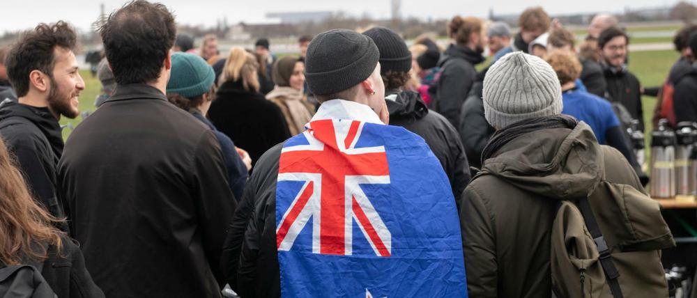 Gedenkfeier für die Terroropfer des Anschlages im neuseeländischen Christchurch auf dem Tempelhofer Feld.
