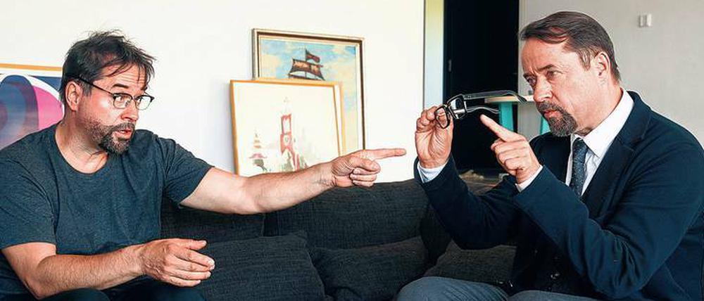 Zum Verwechseln ähnlich: Jan Josef Liefers ist im neuen Münster-„Tatort“ nicht der Einzige, der eine Doppelrolle zu spielen hat. 