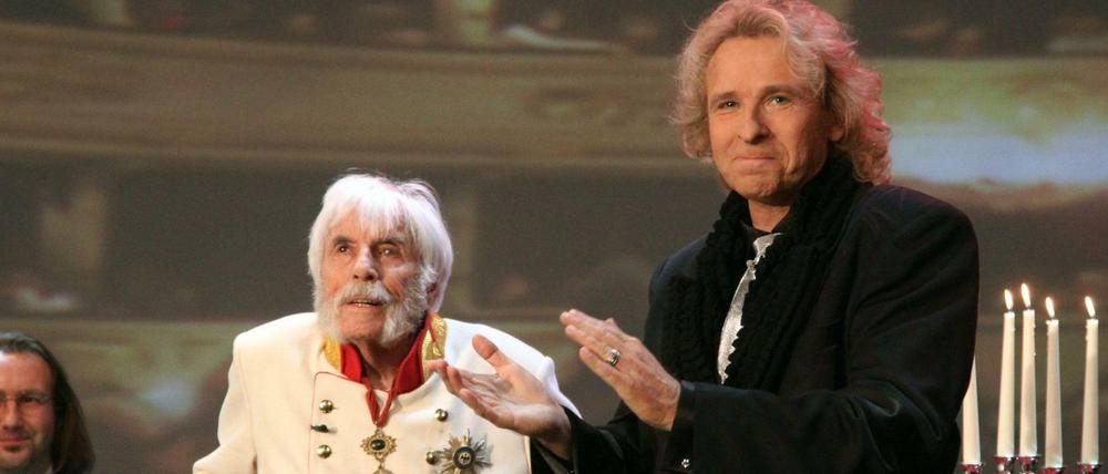 Thomas Gottschalk und "Wetten, dass..?", das war nicht nur in der Dezemberausgabe 2008 mit Johannes Heesters (links) ein Quotenhit