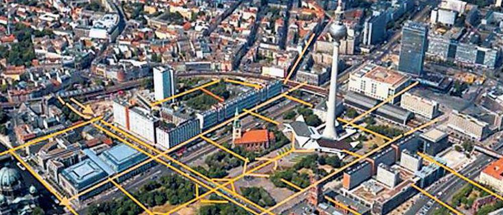 Einfach durchlaufen. Theoretisch gesehen ist der Weg von der Mühlendammschleuse zum Hackeschen Markt ein Katzensprung. 