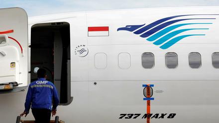 Ein Flugzeug vom Boeing 737 Max 8 der indonesischen Garuda 