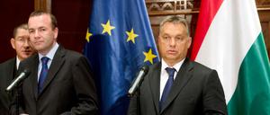 Viktor Orban (rechts) stört die Wahlkampagne des EVP-Spitzenkandidaten Manfred Weber
