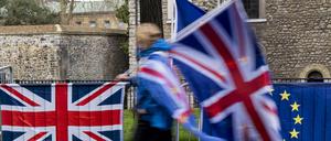 Für oder gegen den Brexit: Demonstration mit Fahnen in London 