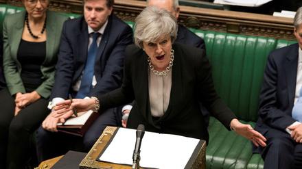 Premierministerin Theresa May bei einer Brexit-Debatte vor dem Parlament. (Archivbild)