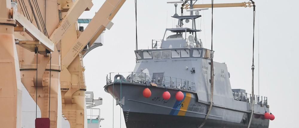 Ein Küstenschutzboot für Saudi-Arabien. Wenn es nach der SPD geht, sollen vorerst keine Waffen mehr nach Saudi-Arabien geliefert werden.