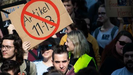 Protest gegen die Reform des EU-Urheberrechts in Stuttgart