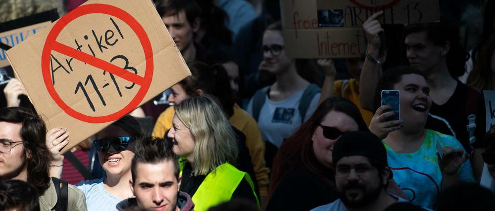 Protest gegen die Reform des EU-Urheberrechts in Stuttgart