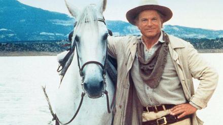 Herz aus Gold. Terence Hill (rechts) im Film „Lucky Luke“, 1991.