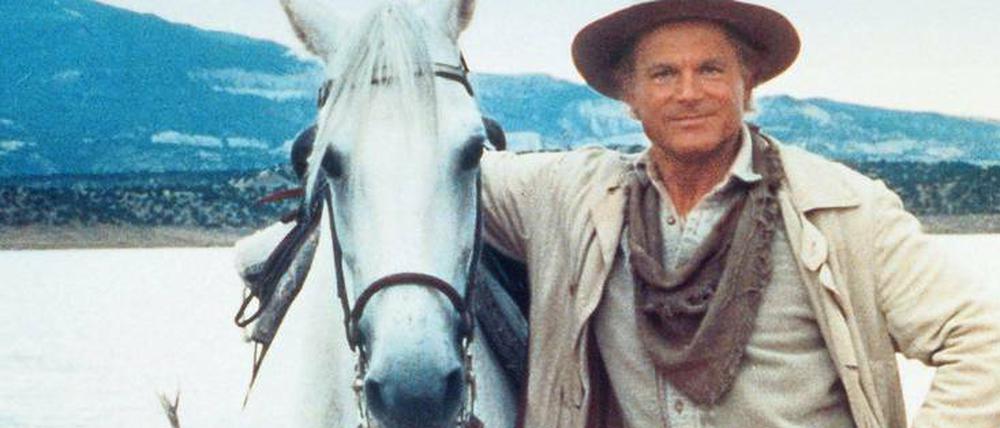 Herz aus Gold. Terence Hill (rechts) im Film „Lucky Luke“, 1991.