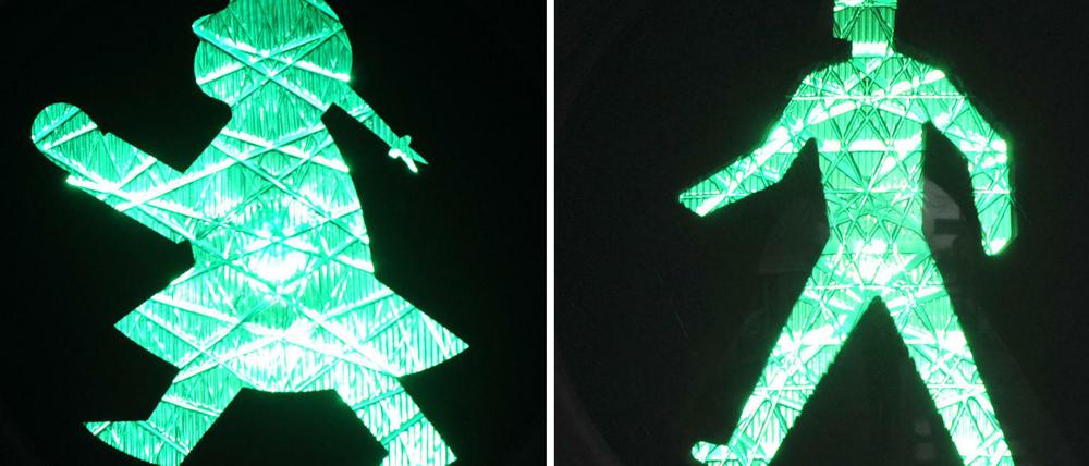 Grüne Licht für Fußgänger.