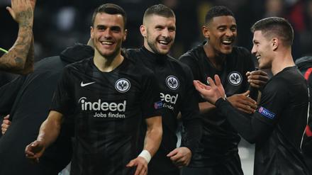 Die Frankfurter Filip Kostic (l-r), Ante Rebic, Sebastien Haller und Luka Jovic haben ihren Marktwert in ihrer Zeit bei Eintracht ziemlich gesteigert.