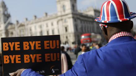 Ein Pro-Brexit Aktivist in London.