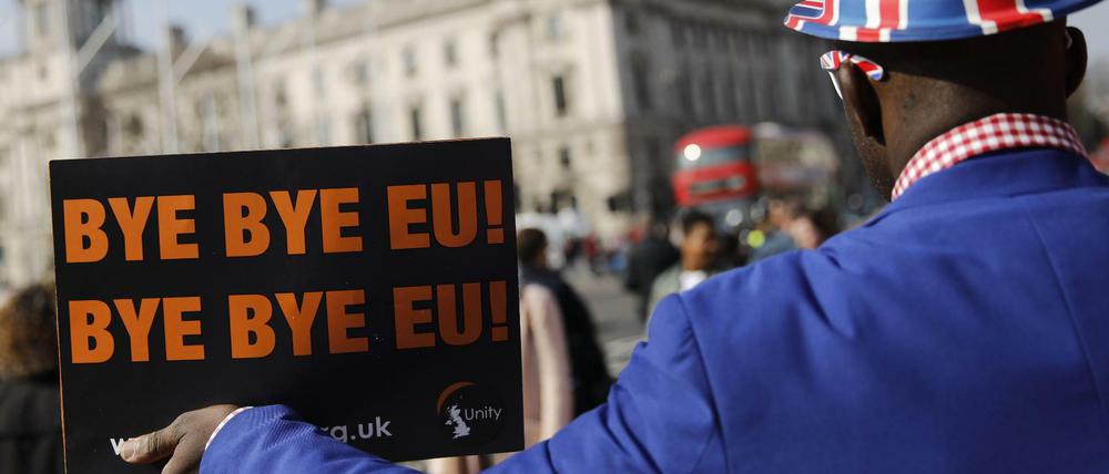 Ein Pro-Brexit Aktivist in London.