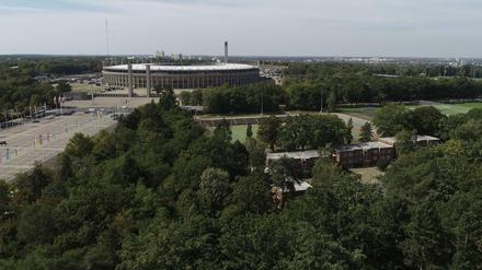 Der Olympiapark neben dem Olympiastadion in Berlin-Charlottenburg.