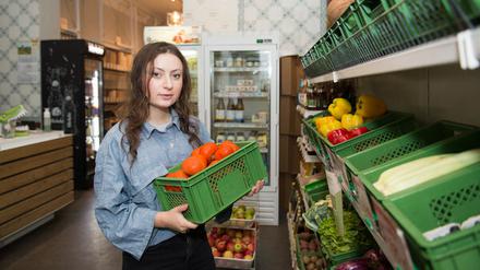 Nachhaltigkeit als Kerngeschäft: Milena Glimbovski, Geschäftsführerin des Lebensmittelgeschäfts "Original Unverpackt" in dem Laden in der Wiener Straße in Berlin-Kreuzberg.