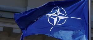 Nato-Fahne in Litauens Hauptstadt Vilnius