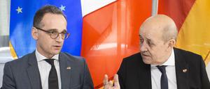 Bundesaußenminister Heiko Maas, SPD, und der Außenminister von Frankreich, Jean-Yves Le Drian, nehmen am einem Austausch über die Allianz für den Multilateralismus teil. 