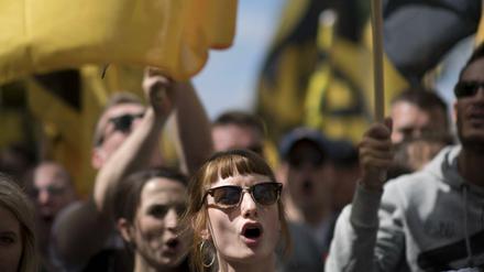 Eine Demonstration der Identitären Bewegung im Juni 2017 in Berlin.  