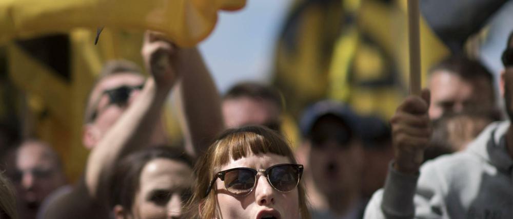 Eine Demonstration der Identitären Bewegung im Juni 2017 in Berlin.