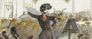 Eine Karikatur aus dem Jahr 1846 spießt Hector Berlioz beim Dirigieren seiner Werke auf.