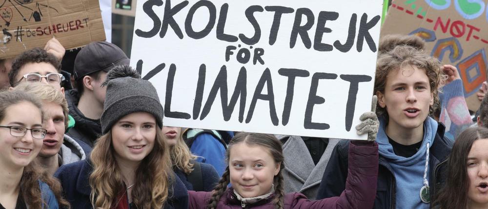 Die Schwedin Greta Thunberg bei der Abschlusskundgebung der "Fridays for Future"- Demonstration in Berlin 