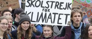 Die Schwedin Greta Thunberg bei der Abschlusskundgebung der "Fridays for Future"- Demonstration in Berlin 