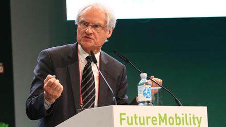 Prof. Dr. Henning Kagermann, Vorsitzender Nationale Plattform Zukunft der Mobilität (NPM), beim Future Mobility Summit 2019 des Tagesspiegels auf dem Campus der EUREF AG in Berlin-Schöneberg.
