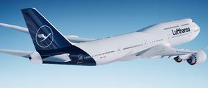 Eine Computer-Darstellung zeigt die Boeing 747-8 der Lufthansa. (Symbolbild)