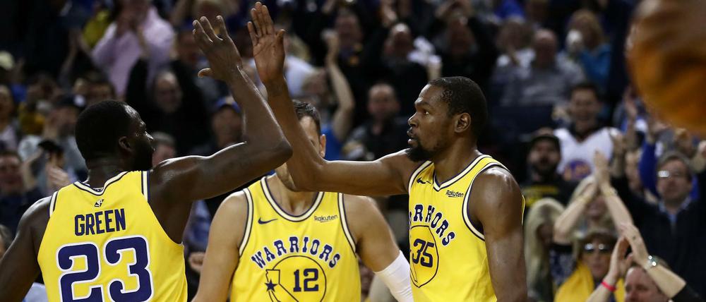Die Gejagten. Die Golden State Warriors wollen die dritte Meisterschaft in Folge feiern.
