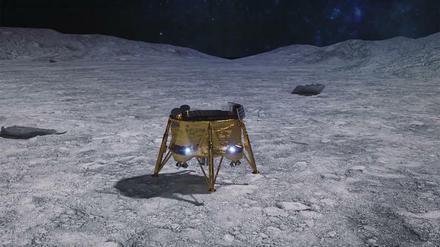 Eine Illustration der Sonde Beresheet auf dem Mond.