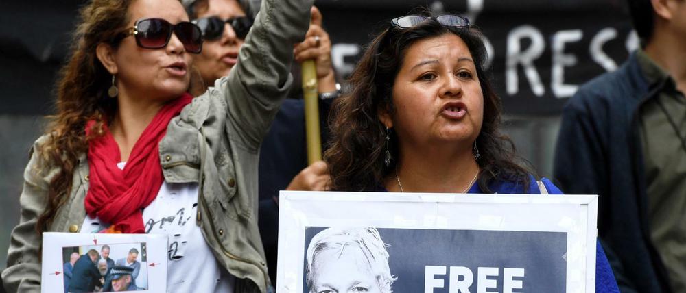 Protest gegen die Verhaftung von Wikileaks-Gründers Assange im australischen Sidney