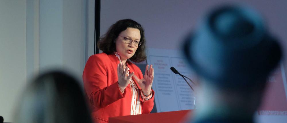 SPD-Chefin Andrea Nahles. Die 48-Jährige ist die erste Frau in diesem Amt.