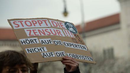 Demonstration gegen die Urheberrechtsreform.