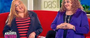 Fremdschäm-Momente nachgespielt. Vor 25 Jahren kam „Kalkofes Mattscheibe“ ins Fernsehen. 2012 parodierte Oliver Kalkofe in Doppelrolle das Gespräch von Jenny Elvers-Elbertzhagen (links) mit Bettina Tietjen. An Karfreitag sendet Tele 5 ab 20 Uhr 15 die Jubiläumsgala mit 25 Clips und Gästen wie Dietmar Wischmeyer. Foto: Tele 5