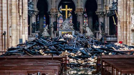 Die Kathedrale von Notre-Dame nach dem Löschen des Feuers.