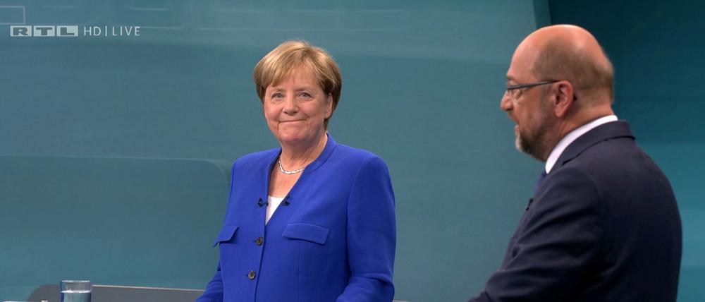 Als sich CDU-Kanzlerin Angela Merkel und SPD-Herausforderer Martin Schulz am 3. September 2017 zum TV-Duell trafen, redeten sie mehr als 30 Minuten über das Thema Migration.